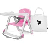 APRAMO FLIPPA Sitzerhöhung Faltbarer Boostersitz Kindersitz mit Tablett, Tragbarer Reise Hochstuhl mit Tasche, Kinderstuhl zum Essen (Sakura) Pink