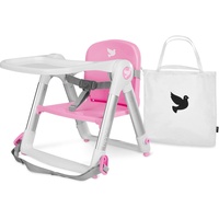 APRAMO FLIPPA Sitzerhöhung Faltbarer Boostersitz Kindersitz mit Tablett, Tragbarer Reise Hochstuhl mit Tasche, Kinderstuhl zum Essen (Sakura) Pink