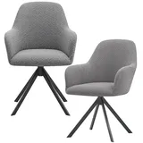 GOMETY 2 Stück Stretch Stuhlbezug, Stuhlhussen mit Armlehne, Stuhlbezug Sesselbezug Abnehmbare Waschbar, Universal Jacquard Stuhlhussen Elastisch für Esszimmerstühle Schminktisch Stuhl(Mittelgrau)