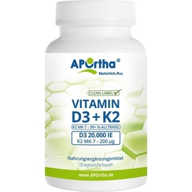 APOrtha Deutschland GmbH Vitamin D3 20.000 I.e.+k2 200 ug mit Quinoapulv.Kaps.
