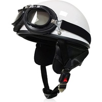 Halbschalenhelm mit ECE, Jethelm Retro, Chopper Helm, Scooter-Helm, Fahrradhelm, mit Schutzbrille und Schnellverschlussschnallen für Damen Herren Erwachsene (Color : D, Size : L(59~60cm))