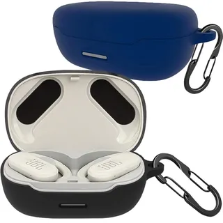 easyBee [2-Pack] Hülle Kompatibel mit JBL Endurance Peak 3 / Endurance Peak III [mit 2 Karabiner], Flüssiges Silikon Case Ultradünn Stoßfest Schutzhülle - Schwarz Blau