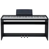 keymaXX Digital Piano 88 Tasten, leicht gewichtet, 128 Stimmen, Metronom, Dual/Split-Mode, Hall/Chorus Effekte, USB MIDI, inkl. Ständer & Pedal, Schwarz, ideal für Einsteiger & Fortgeschrittene