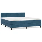 vidaXL Boxspringbett mit Matratze Dunkelblau 160x200 cm Samt