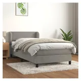 vidaXL Boxspringbett mit Matratze Hellgrau 140x200 cm Samt