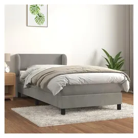 vidaXL Boxspringbett mit Matratze Hellgrau 140x200 cm Samt