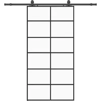vidaXL Schiebetür mit Beschlag Schwarz 102x205 cm ESG-Glas