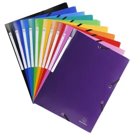Exacompta 55800E Sammelmappe 3 Klappen Gummizug PP 400μ A4 sortiert