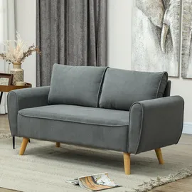 Homcom Zweisitzer Sofa mit 2 Kissen, Polstersofa mit 54cm extra tiefen Sitzen, Doppelsofa aus Cord, klein Sofa mit Holzrahmen 2er Couch für