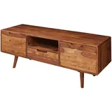 FineBuy TV Lowboard Holz Fernsehkommode Massiv Landhaus Fernsehschrank TV Bank