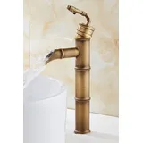 Kinaree Badarmatur Retro Wasserhahn BAMBUS II Messing, Wasserhahn Badezimmer goldfarben