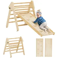 aiyaplay Kletterdreieck 2 in 1 Set mit Rutsche Naturholz