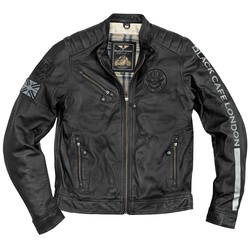 Black-Cafe London Shanghai Motorrad Lederjacke, schwarz-weiss, Größe 54 für Männer