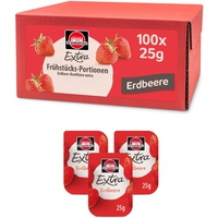 Schwartau Extra Erdbeere Portionen, Konfitüre Portionsschalen, Großpackung, 100x25g