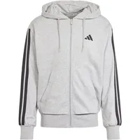 Adidas Essentials 3-Streifen French Terry Reißverschlusspullover Medium Grey Heather / Black 2XL