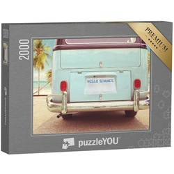 puzzleYOU Puzzle Reisebereit – Oldtimer auf dem Weg an den Strand, 2000 Puzzleteile, puzzleYOU-Kollektionen Vintage, Historische Bilder