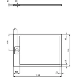 Ideal Standard Ultra Flat S i.life Rechteck-Brausewanne, T5220FT,
