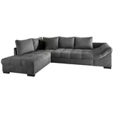 Benformato Ecksofa Eckgarnitur Wohnlandschaft mit Kissen, Ausziehfunktion, Flachgewebe Grau,