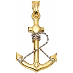 Anker-Anhänger FIRETTI "Schmuck Geschenk Gold 375 Halsschmuck Anhänger Halskette "Anker"", gold (gelbgold, 375, silberfarben), Schmuckanhänger, Damen, Gelbgold 375, 1,35 g