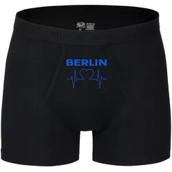 multifanshop Herren Boxer Short - Berlin blau - Herzschlag - Druck blau - Unterwäsche
