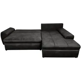 luma-home Eckcouch Leder 2-Sitzer Schwarz