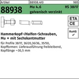 Halfen Hammerkopfschraube R 88938 38/17 6-ktmutter M10x80 Mu4.6 galv.verz. 50St. HALFEN