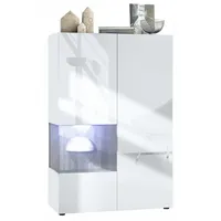 Vladon Vitrine, Anthrazit, 91.5x136.5x37 cm, Wohnzimmer, Wohnwände, Vitrinenschränke