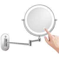 Kosmetikspiegel 10-Fach Wandmontage LED Touchscreen Dimmbarer Schminkspiegel Rasierspiegel Vergrößerungsspiegel Make-up Spiegel 360°Schwenkbar Faltbar