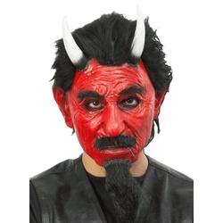 Ghoulish Productions Verkleidungsmaske Klassischer Teufel Maske, Handbemalte Latexmaske für Dein Teufel Kostüm rot