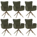 Mendler Esszimmerstuhl HWC-N11 Stoff Bouclé 350g/m2 grün 6er Set