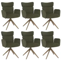 Mendler Esszimmerstuhl HWC-N11 Stoff Bouclé 350g/m2 grün 6er Set