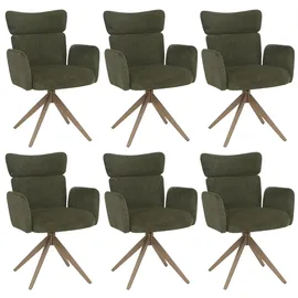 Mendler Esszimmerstuhl HWC-N11 Stoff Bouclé 350g/m2 grün 6er Set