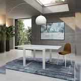 Stones Banner - Ausziehbarer Tisch (90/163,5 x 90 cm) aus weißem gehärtetem Glas