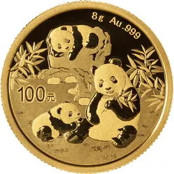 8 Gramm China Gold-Panda-Münze 2025, 100 Yuan, 999 Au, ST