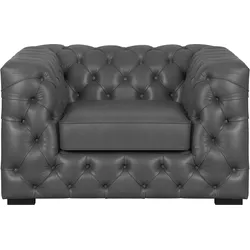Chesterfield-Sessel "Kalina Sessel", grau (dunkelgrau), B:110cm H:67cm T:98cm, GUIDO MARIA KRETSCHMER HOME & LIVING, Sessel, mit klassischer Chesterfield-Knopfheftung, sehr hochwertige Qualität