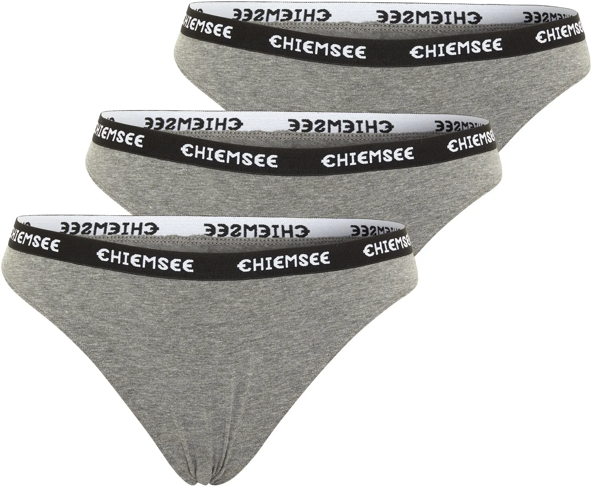 Tanga CHIEMSEE, Damen, Gr. XS (32), medium grau, medium grau, 71% Baumwolle, 24% Viskose, 5% Elasthan, meliert, eng, Unterhosen Tanga, - in vorteilhaftem 3er Pack