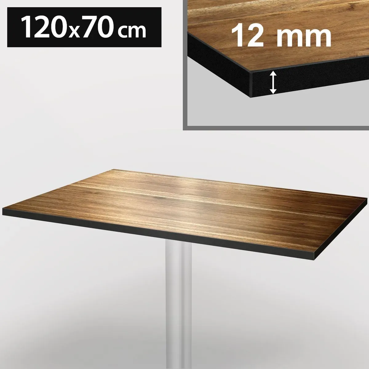 HPL Tischplatte | Eiche | B:T:H 120 x 70 x 1,2 cm | 100% HPL | Tischplatte Outdoor, Bistro Tischplatte Garten, Topalit Tischplatte
