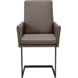 K+W Komfort & Wohnen Armlehnstuhl, Leder CLOUD, stabiles Hochkantrohr, Untergestell in Edelstahloptik oder schwarz, braun