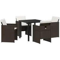 VidaXL 5-teilige Garten-Essgruppe mit Kissen Braun Poly-Rattan
