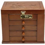 Schmuckschrank Holz Schmuckkästchen 5 Schichten Schmuckschatulle Schmuckkasten aus Holz Schmuck Organizer Schmuckkoffer mit Schloss + Spiegel