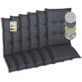 GO-DE Textil Bequeme und attraktive Polsterauflagen für Hochlehner-Gartenstühle (6er-Set, Rautenlinien anthrazit, Hochlehner)
