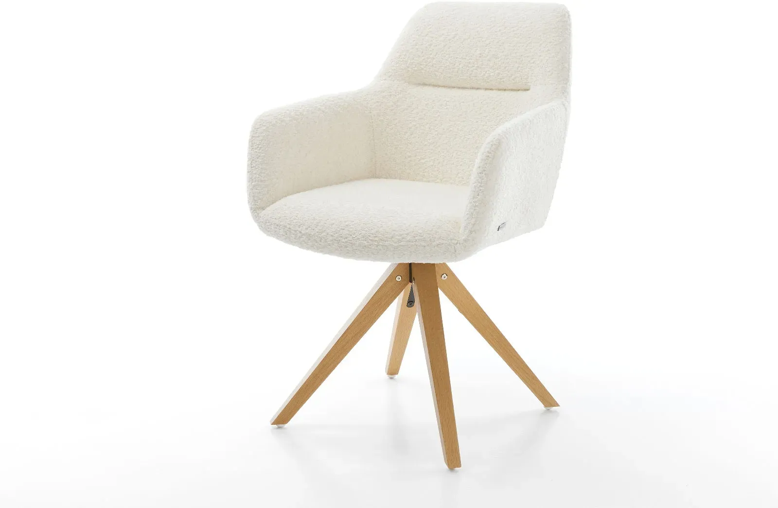 DELIFE Chaise-pivotante Pejo-Flex bouclé blanc cadre en bois angulaire pivote sur 180°, Chaises de salle à manger