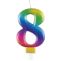 Regenbogen Kerze Zahl 8