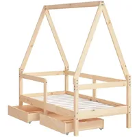 vidaXL Kinderbett mit Schubladen 70 x 140 cm Kiefer massiv braun