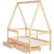 vidaXL Kinderbett mit Schubladen 70 x 140 cm Kiefer massiv braun