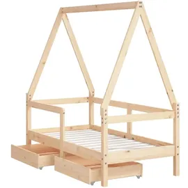 vidaXL Kinderbett mit Schubladen 70 x 140 cm Kiefer massiv braun