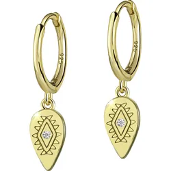 Paar Creolen FIRETTI "Schmuck Geschenk Silber 925 Böser Blick Magisches Auge Nazar Auge", gold (gelbgoldfarben, kristallweiß, kristallweiß), Ohrringe, Damen, Silber 925 (Sterlingsilber), Made in Germany - mit Zirkonia (synth.)