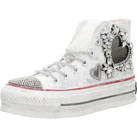nan-ku Damen Plateau Sneaker Weiß 37
