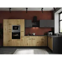 Respekta Winkelküche L-Form 370 cm Grau Eiche