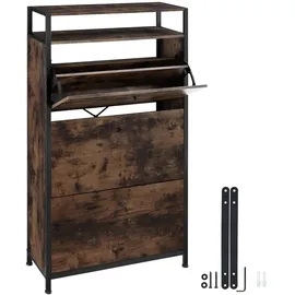 Tectake Industrial Schuhschrank 61 x 130 x 32 cm mit 3 Klappen rostfarben